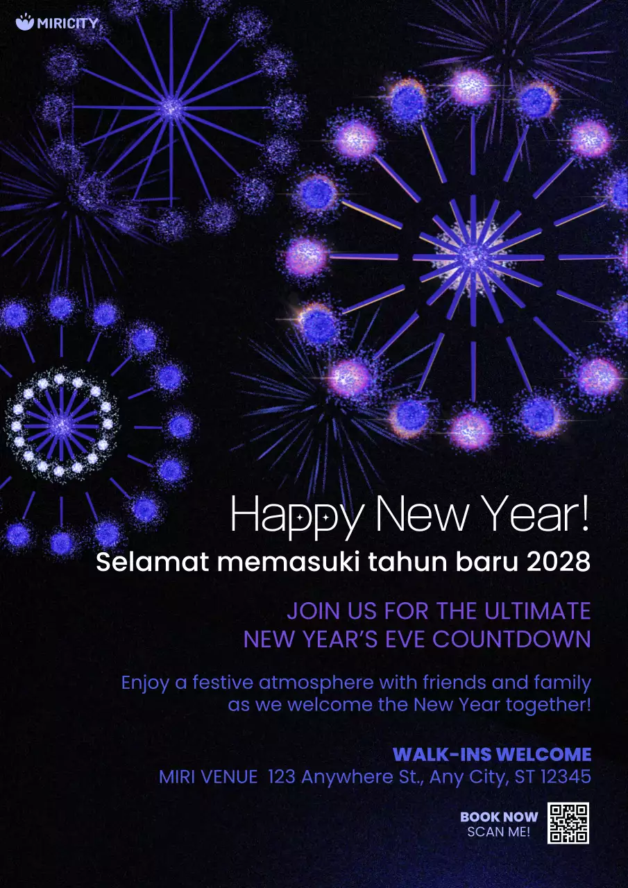 Blue Modern New Year Event Announcement Poster