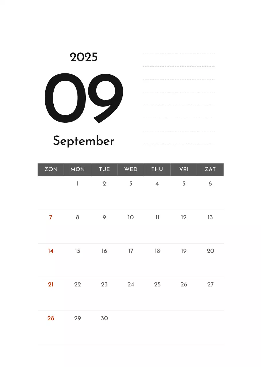 Grijze eenvoudige bedrijfskalender