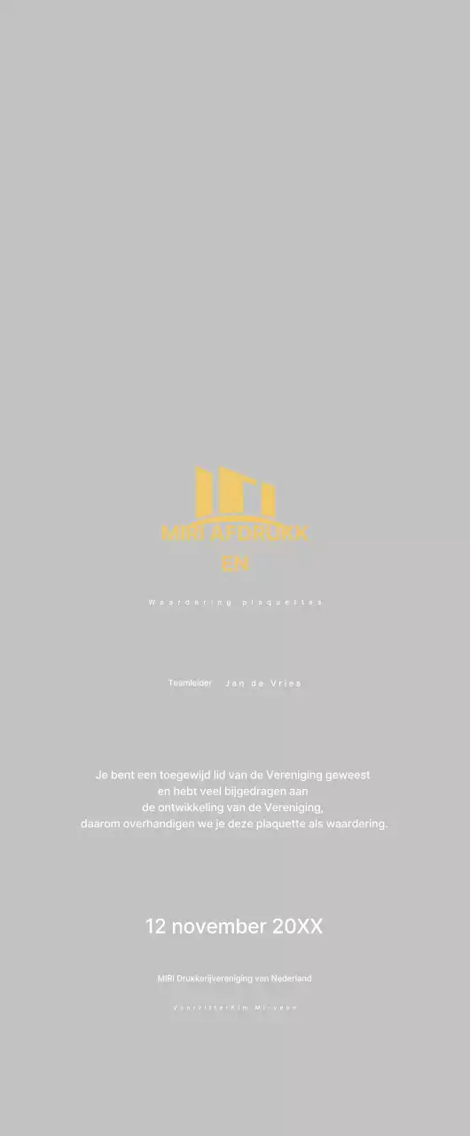 Gouden Nette Waardering Plaquette