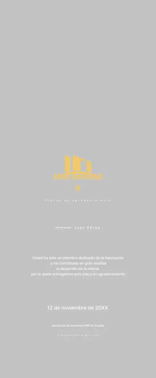 Placa de agradecimiento Gold Neat