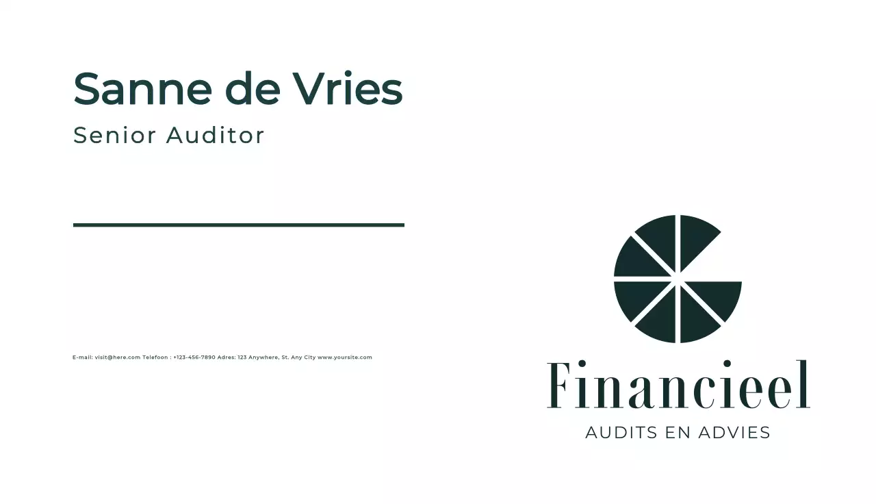 groen professioneel financieel visitekaartje