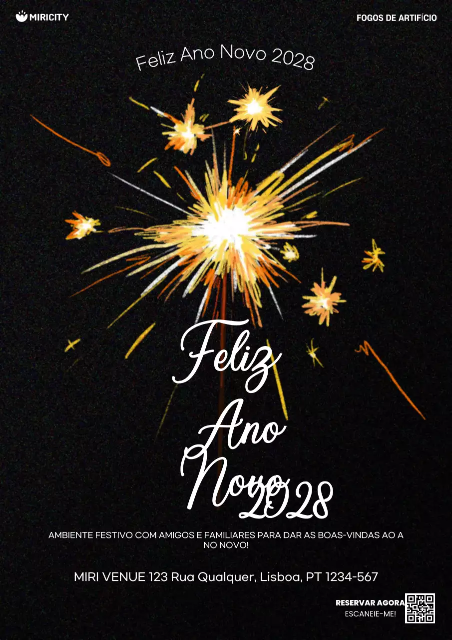 convite de ano novo festivo preto