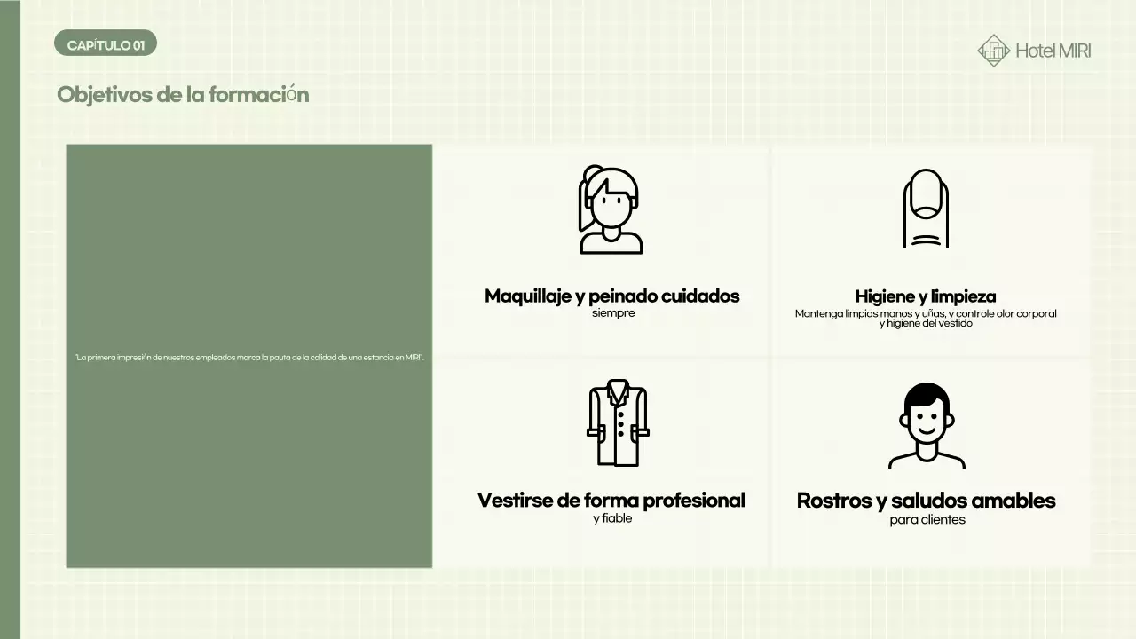 Formación para el personal sobre el código de vestimenta caqui pulcro y ordenado