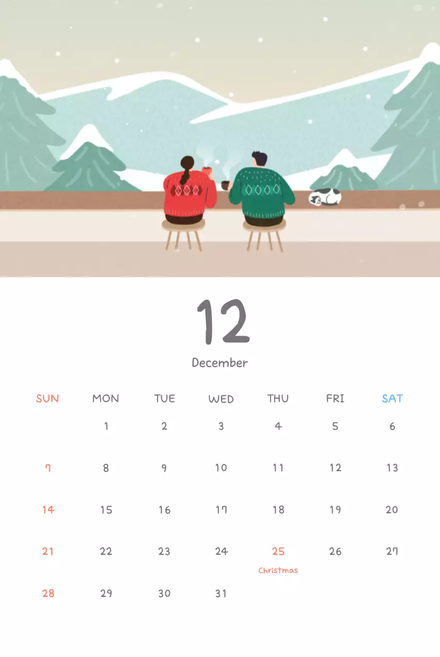 Kalender lucu dengan ilustrasi yang menggemaskan