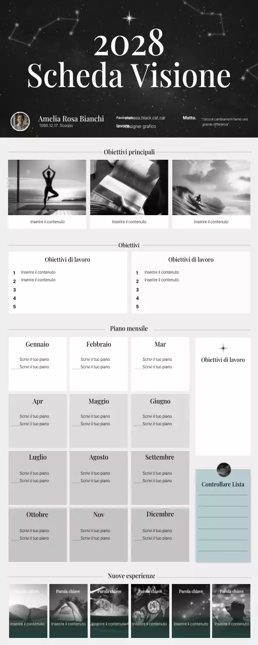 lista di controllo del planner minimalista nero