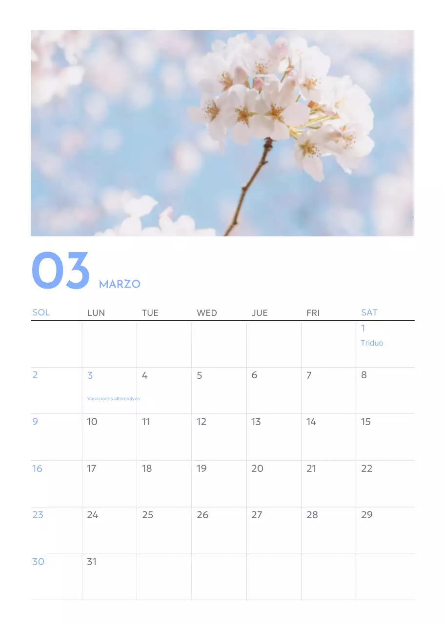 Calendario fotográfico de seguimiento de objetivos con un toque de azul