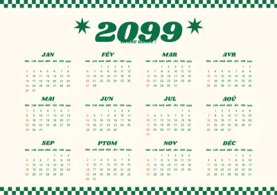 Calendrier rétro kitsch ivoire pour un an