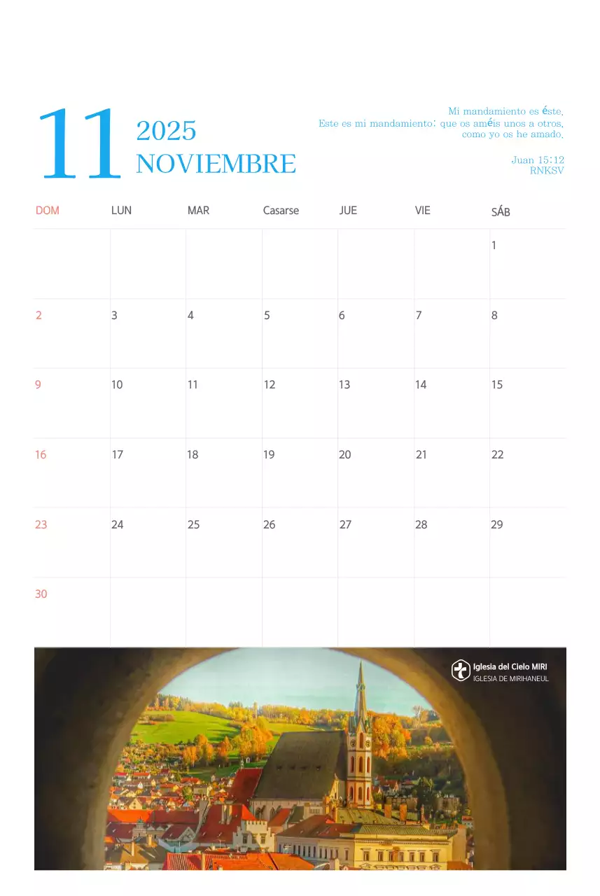Calendario eclesiástico azul de concepto moderno