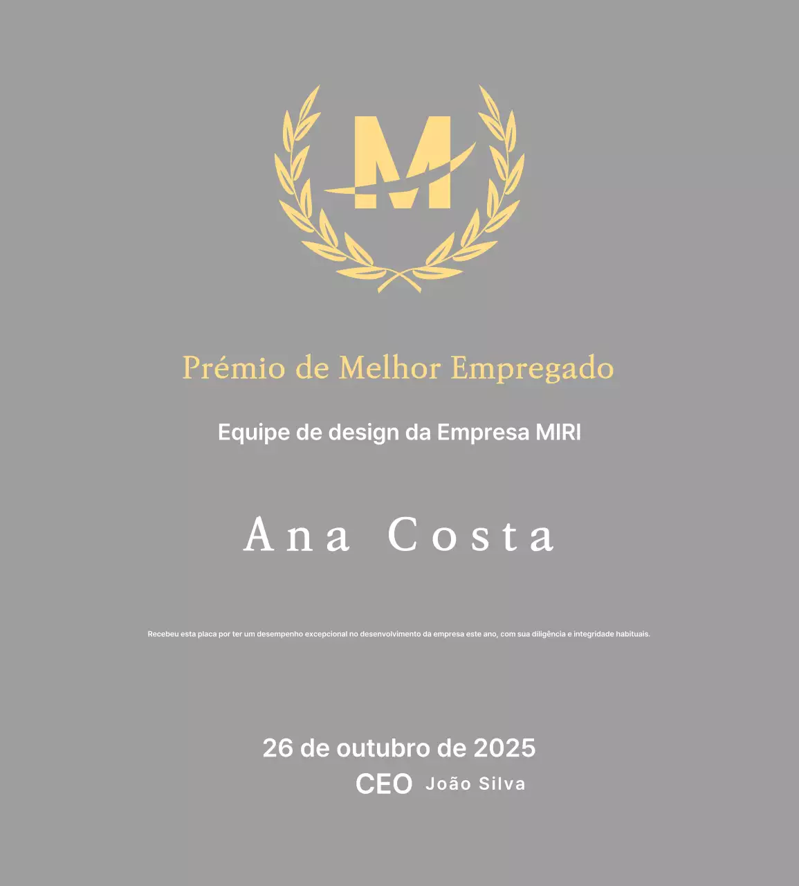 Placa de inscrição com louros