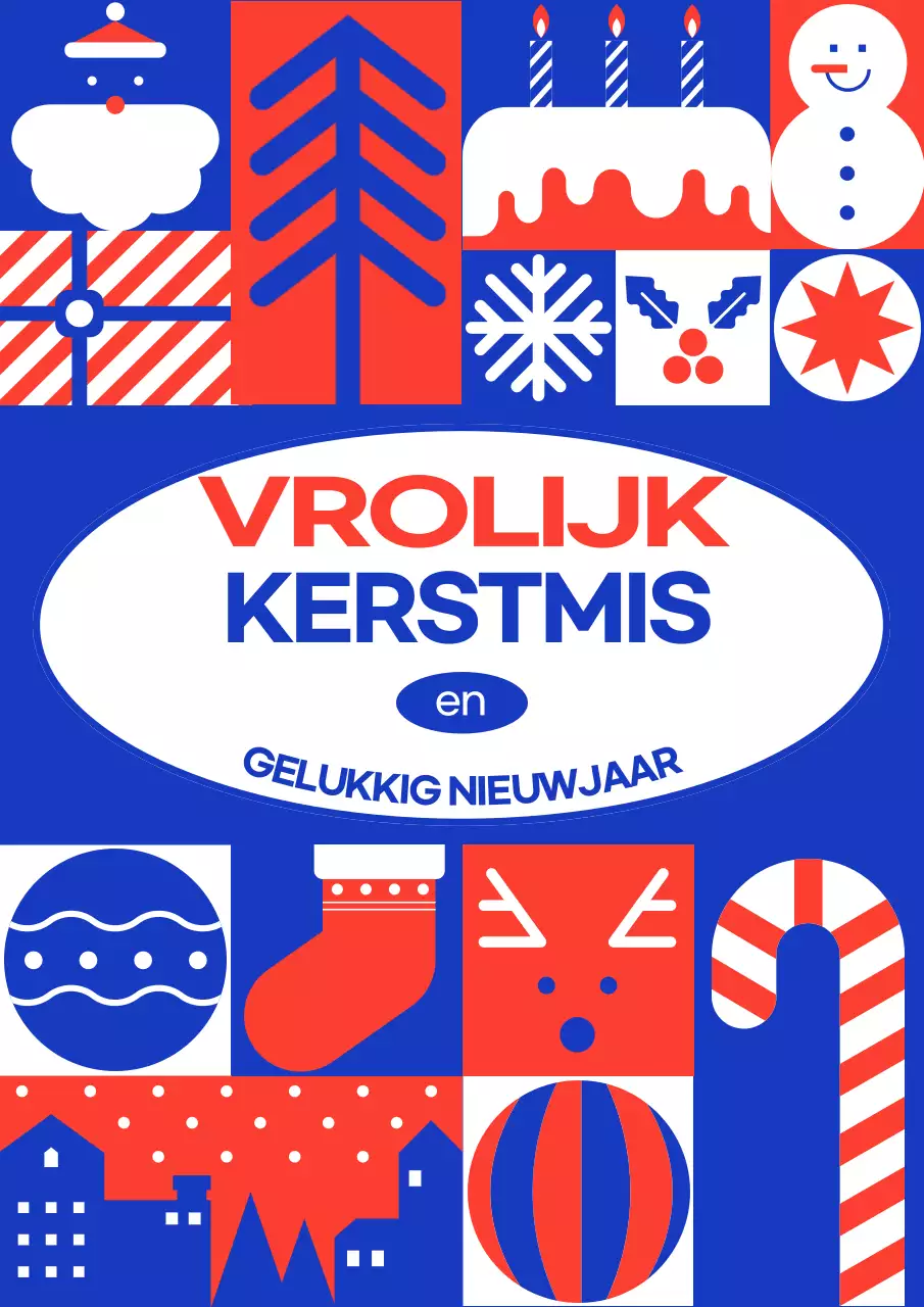 Blauwe Pop Kerstkaart