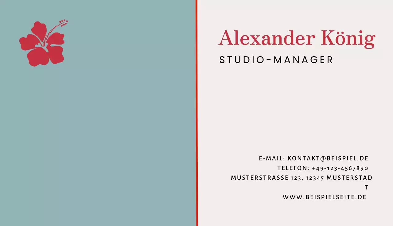 rote minimalistische Visitenkarte