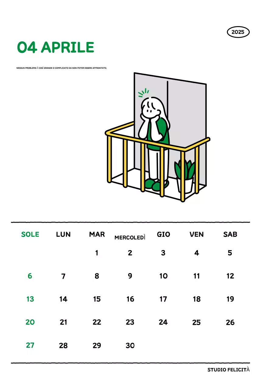 Calendario illustrato con un grazioso stile di linee