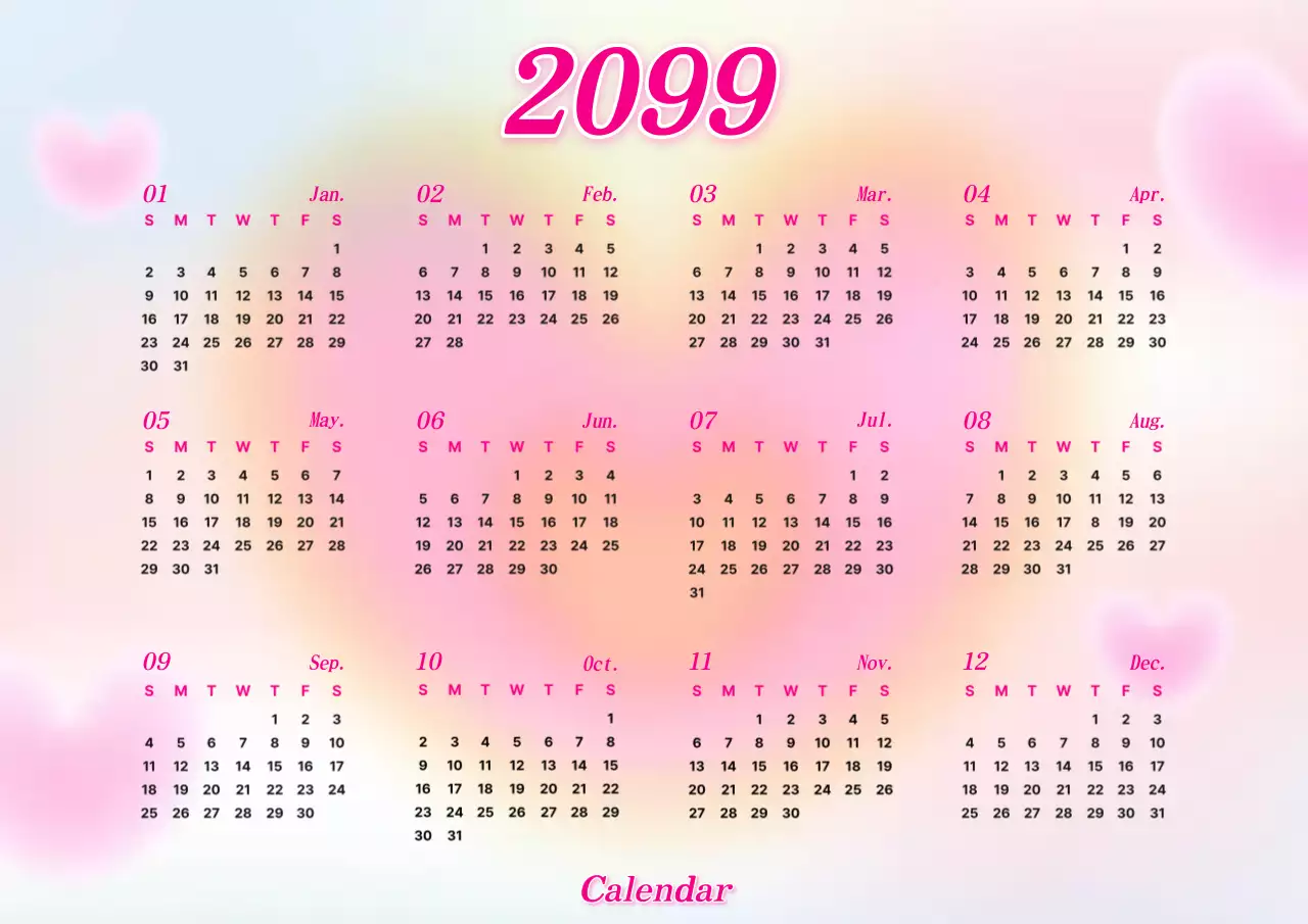 ピンク かわいい カレンダー 予定表 ポスター