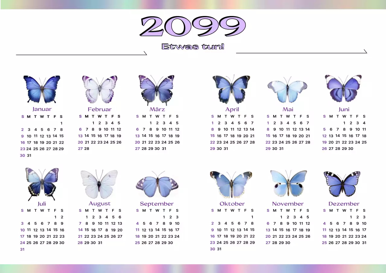 Mauve Simple Insekt 1 Jahr Kalender