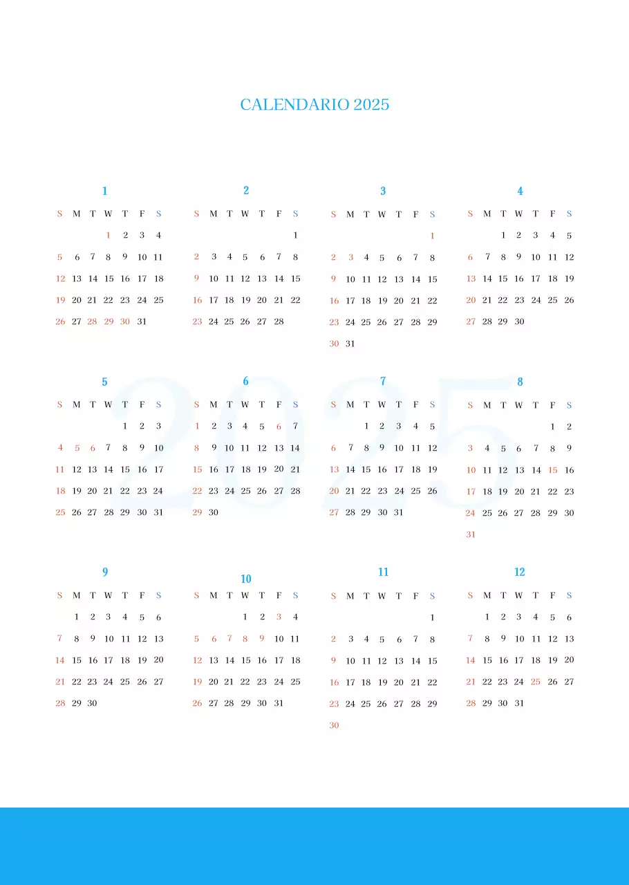 Calendario eclesiástico azul de concepto moderno