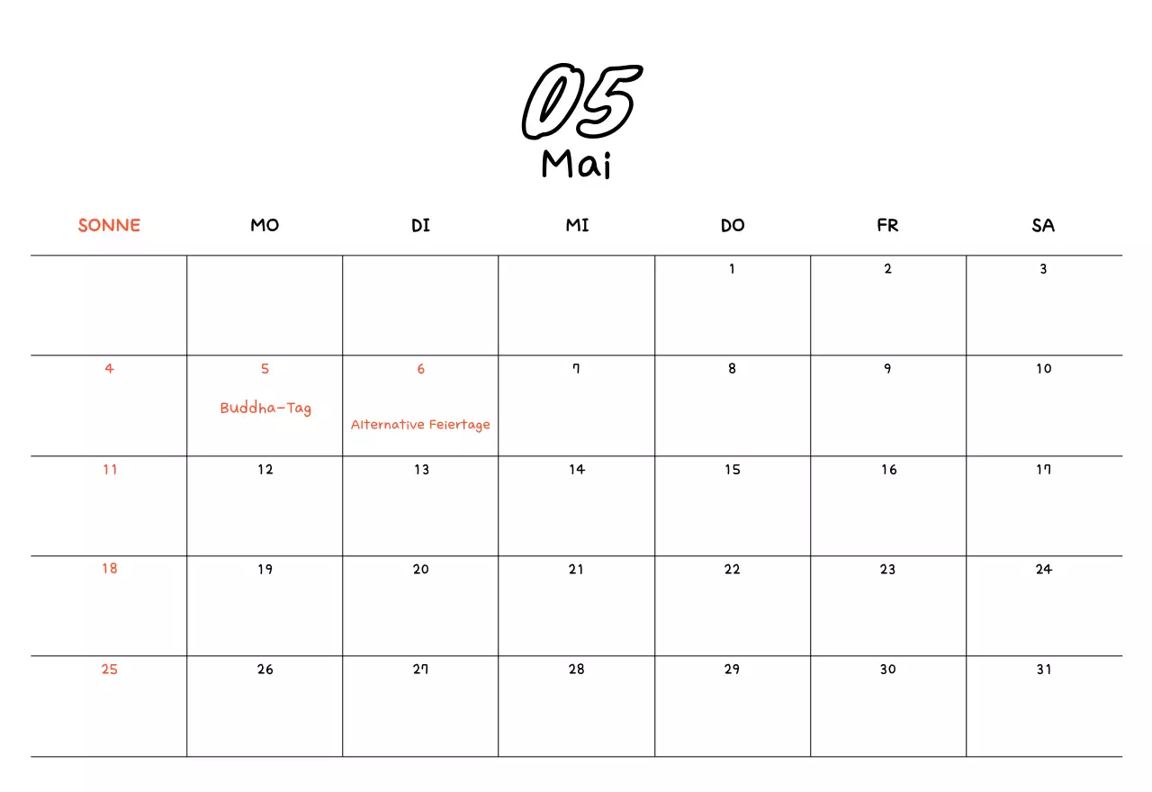 Gelber Neujahrskalender