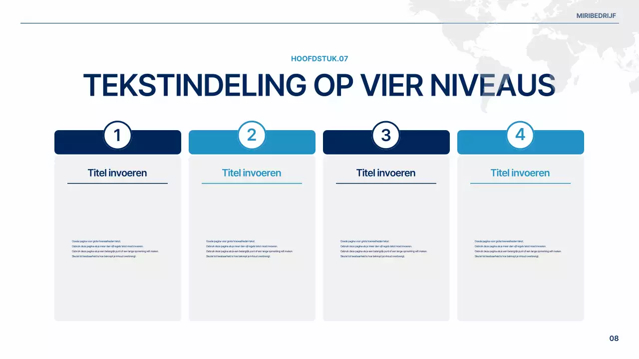 Een eenvoudig globaal bedrijfsplan in wit en blauw