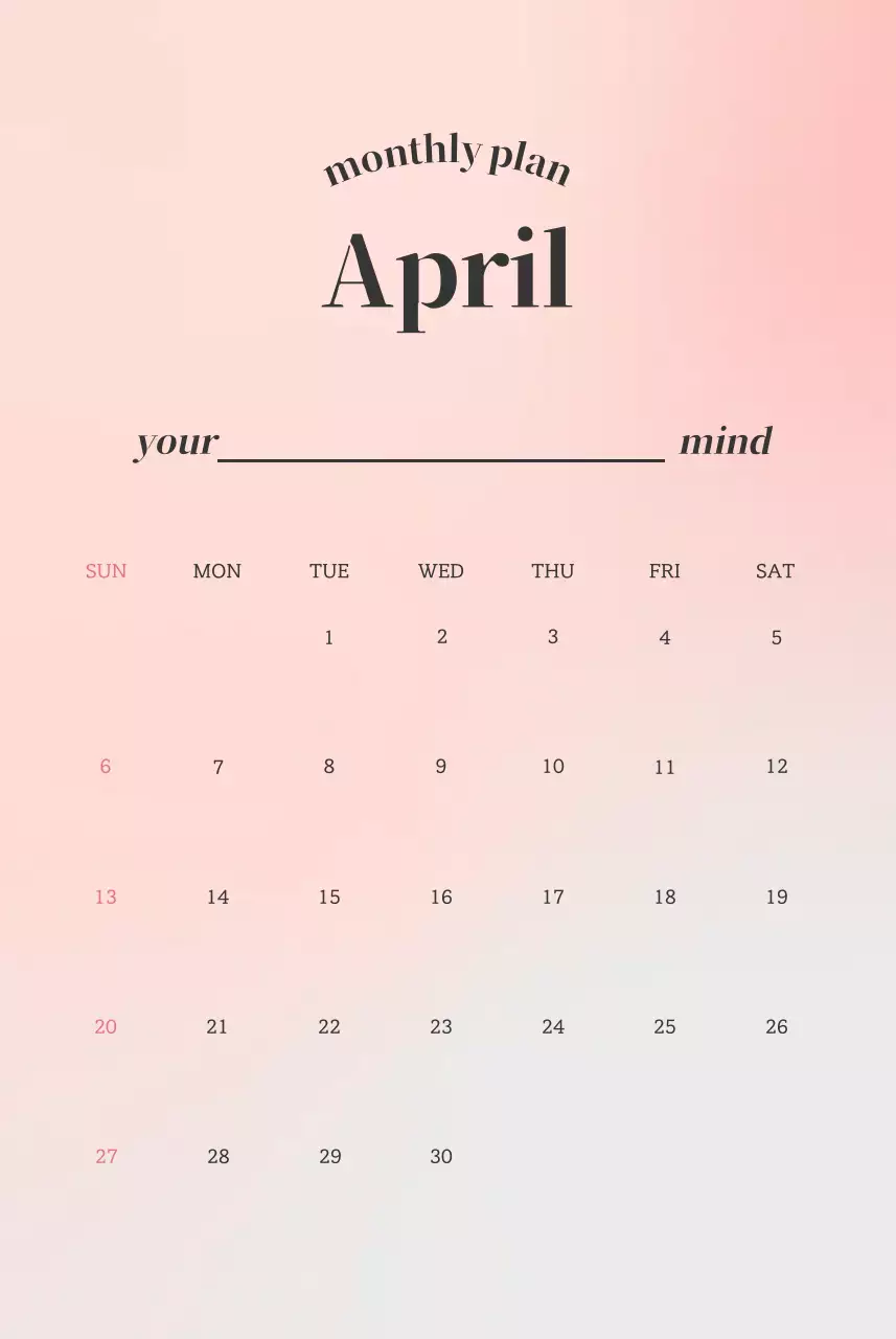 Kata-kata kalender minimalis gradien