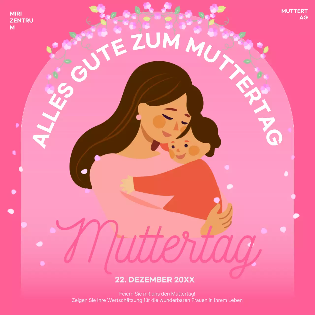 rosa geblümte Einladung zum Muttertag