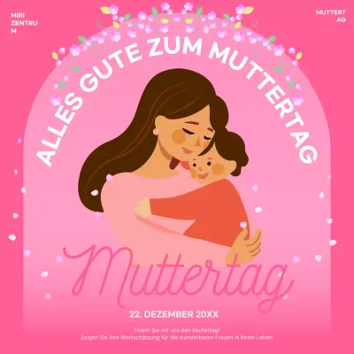 rosa geblümte Einladung zum Muttertag