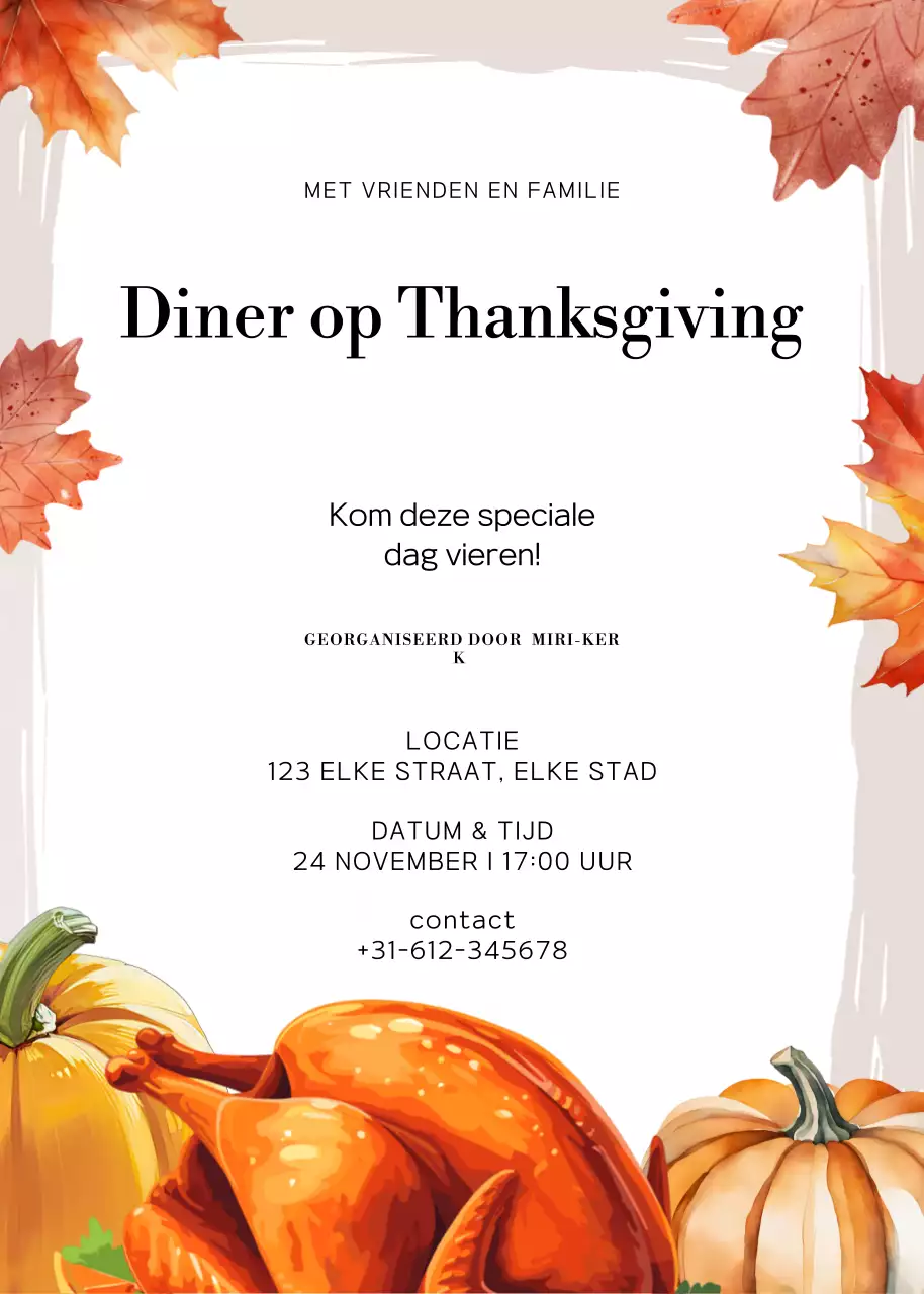 uitnodiging voor een traditioneel oranje diner