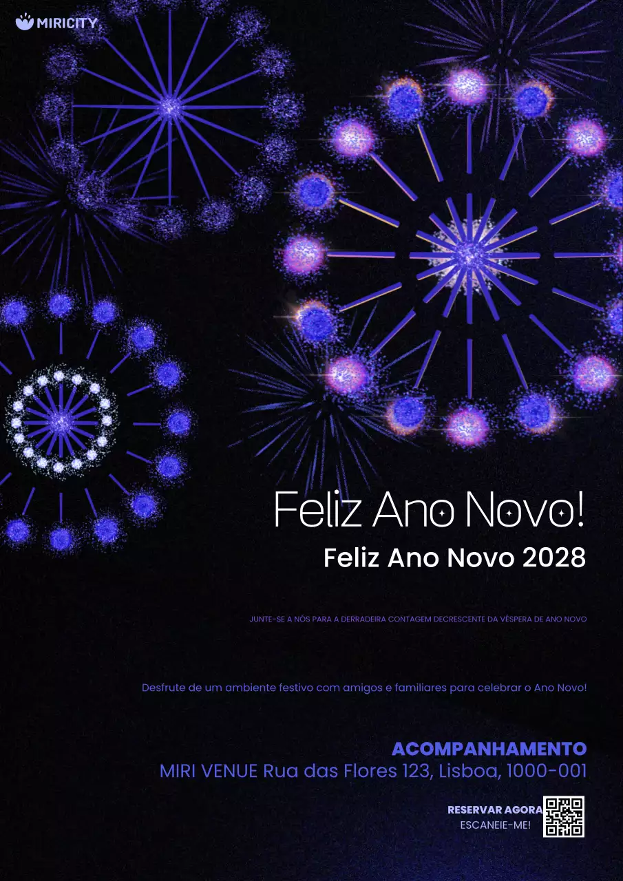 convite de celebração festiva roxa