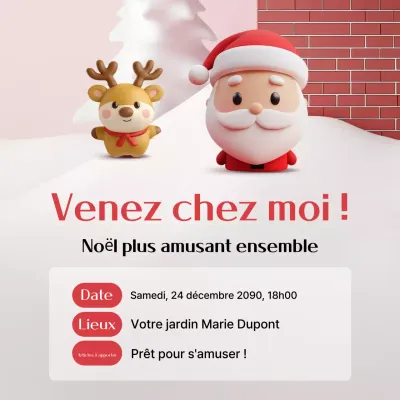 Invitation de Noël rouge et mignonne