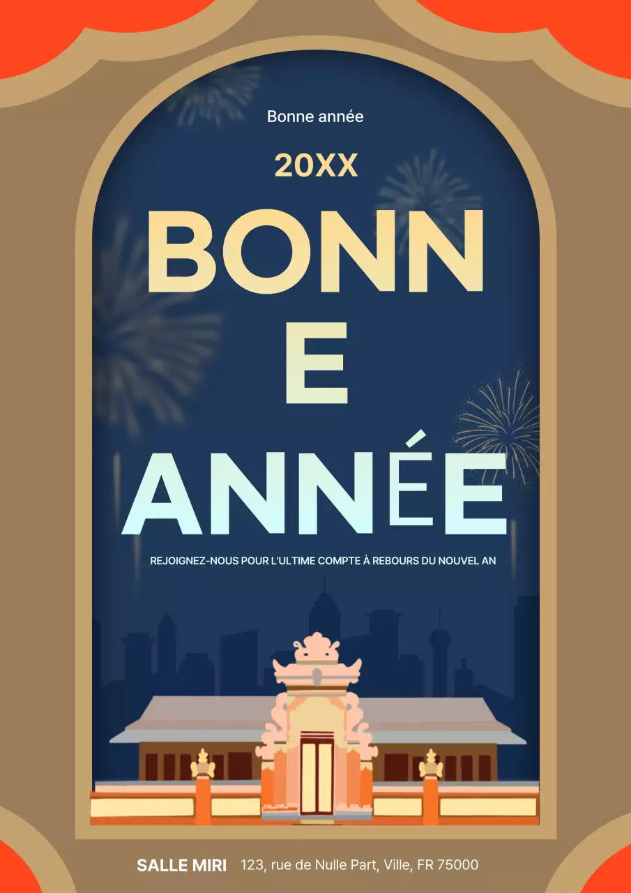 invitation traditionnelle orange pour le nouvel an