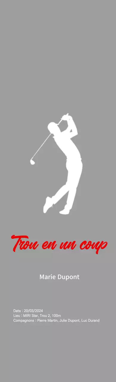 Trou d'un coup au golf
