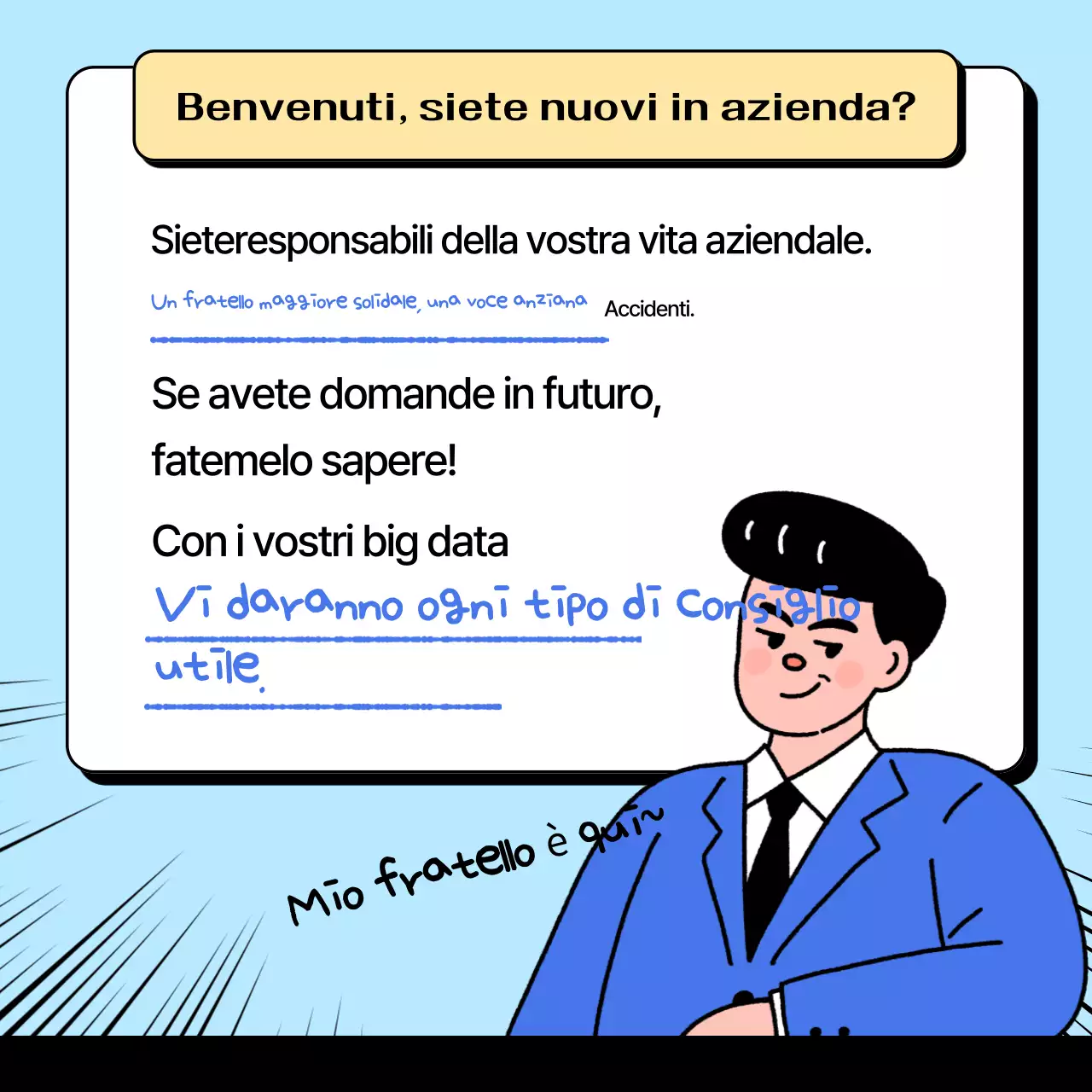 Tweet gag cartoon di colore azzurro