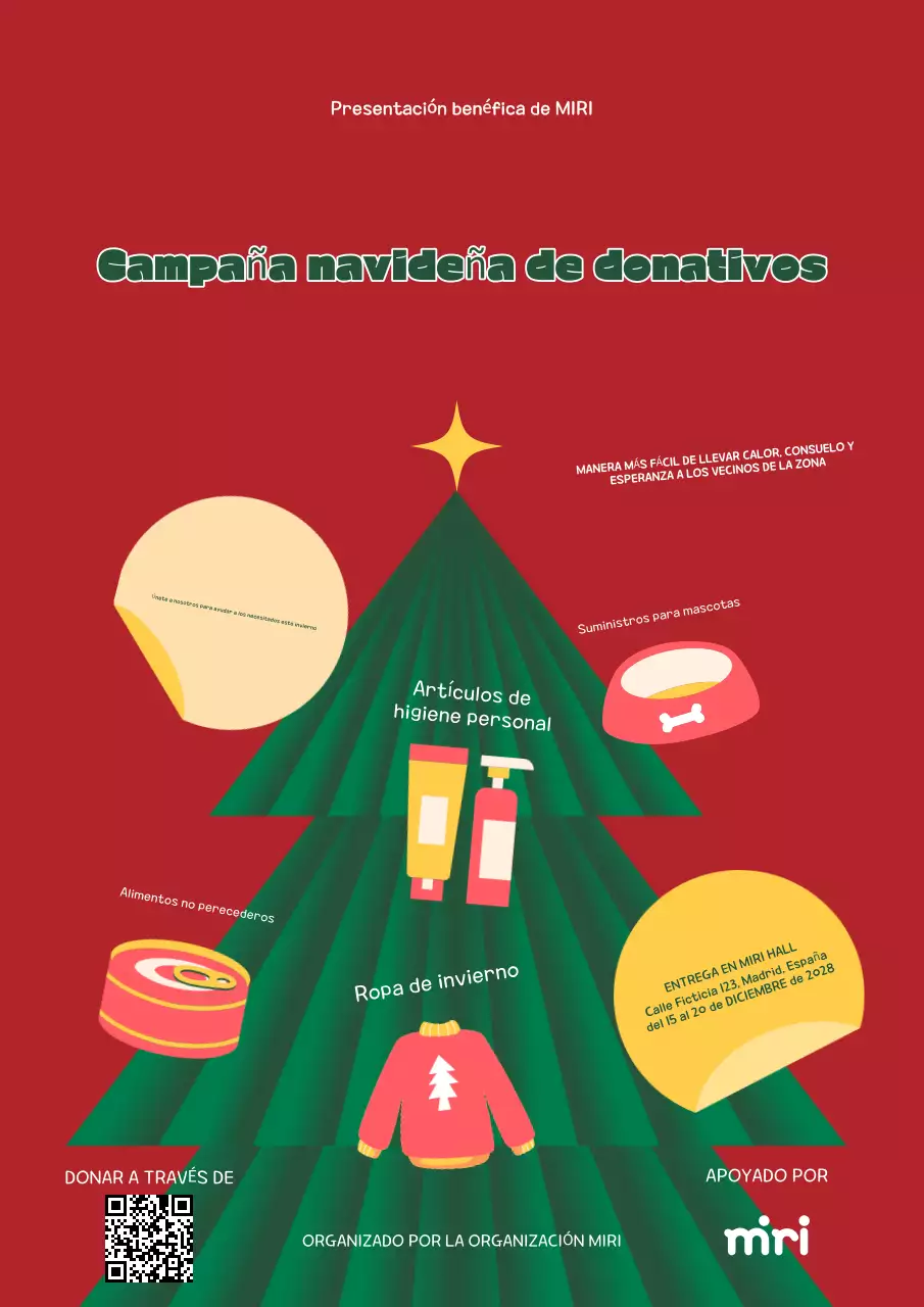 Anuncio benéfico festivo rojo