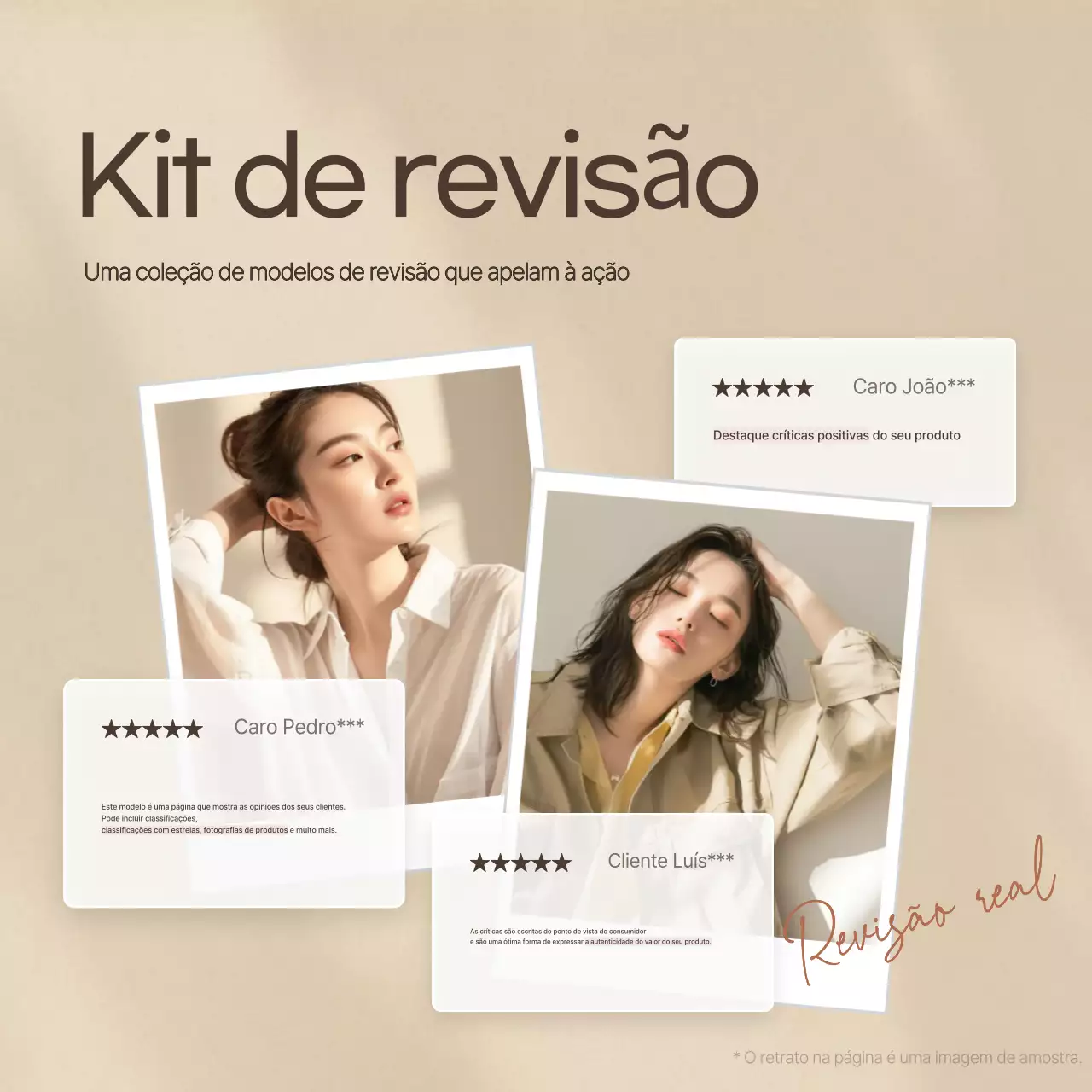 Modelo de anúncio de revisão de marca minimalista em bege