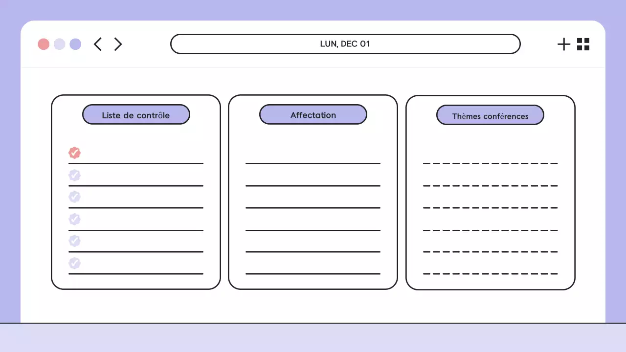 Présentation de l'agenda de la classe de l'illustration violette