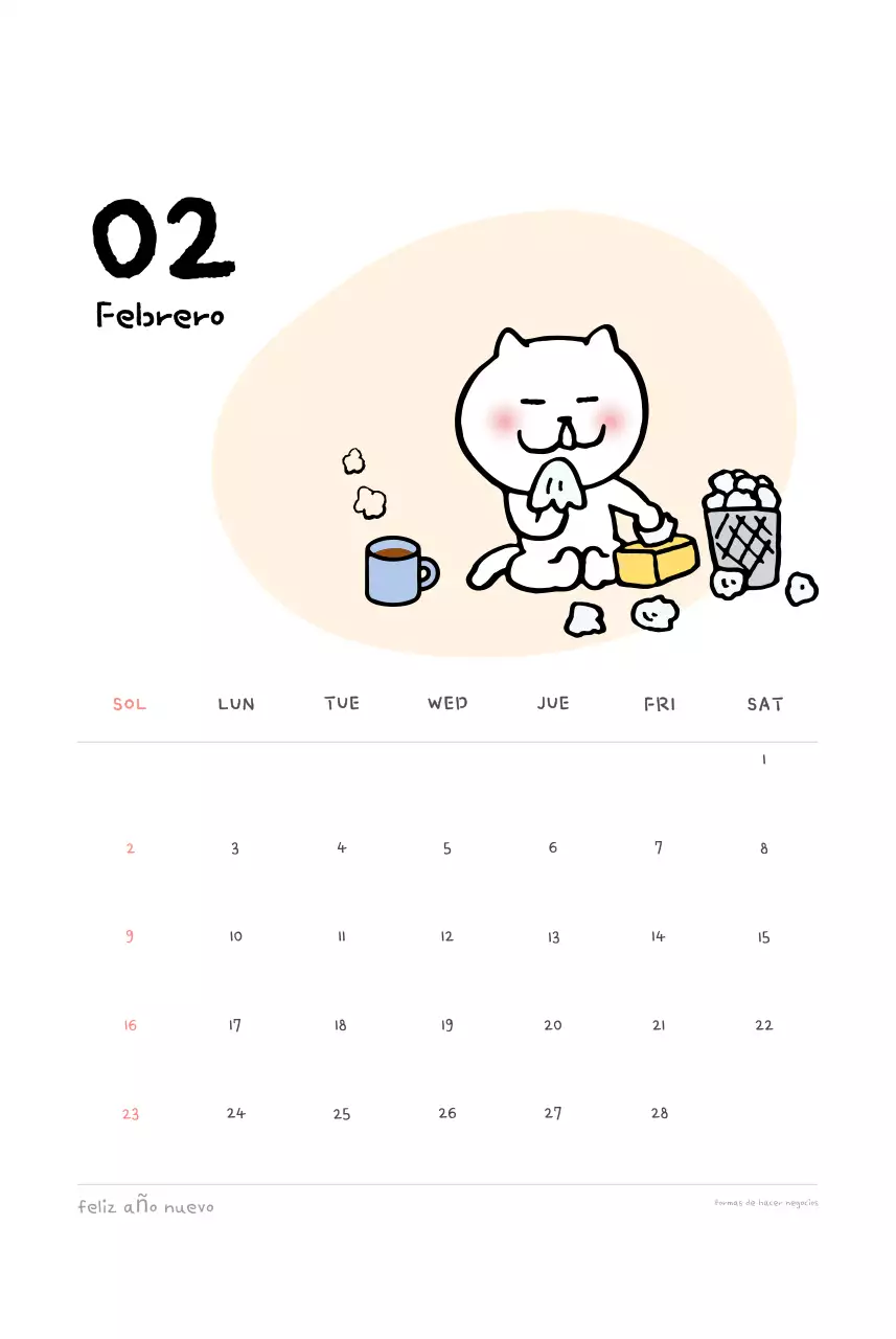 Calendario diario en marfil