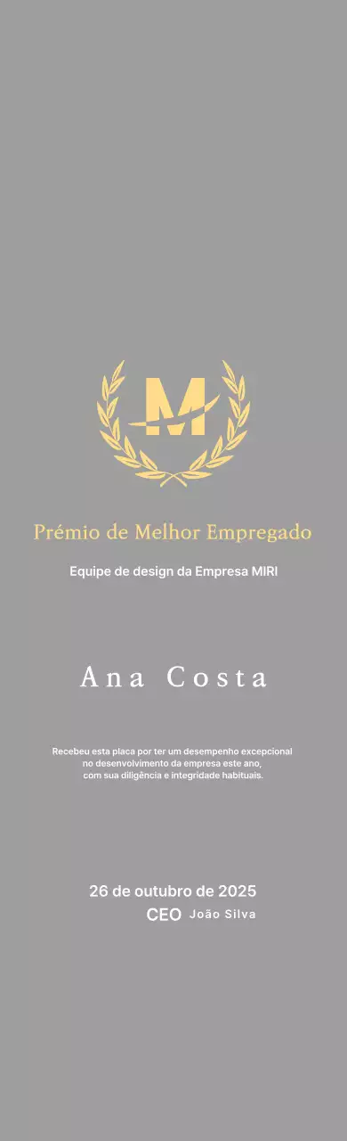 Placa de inscrição com louros