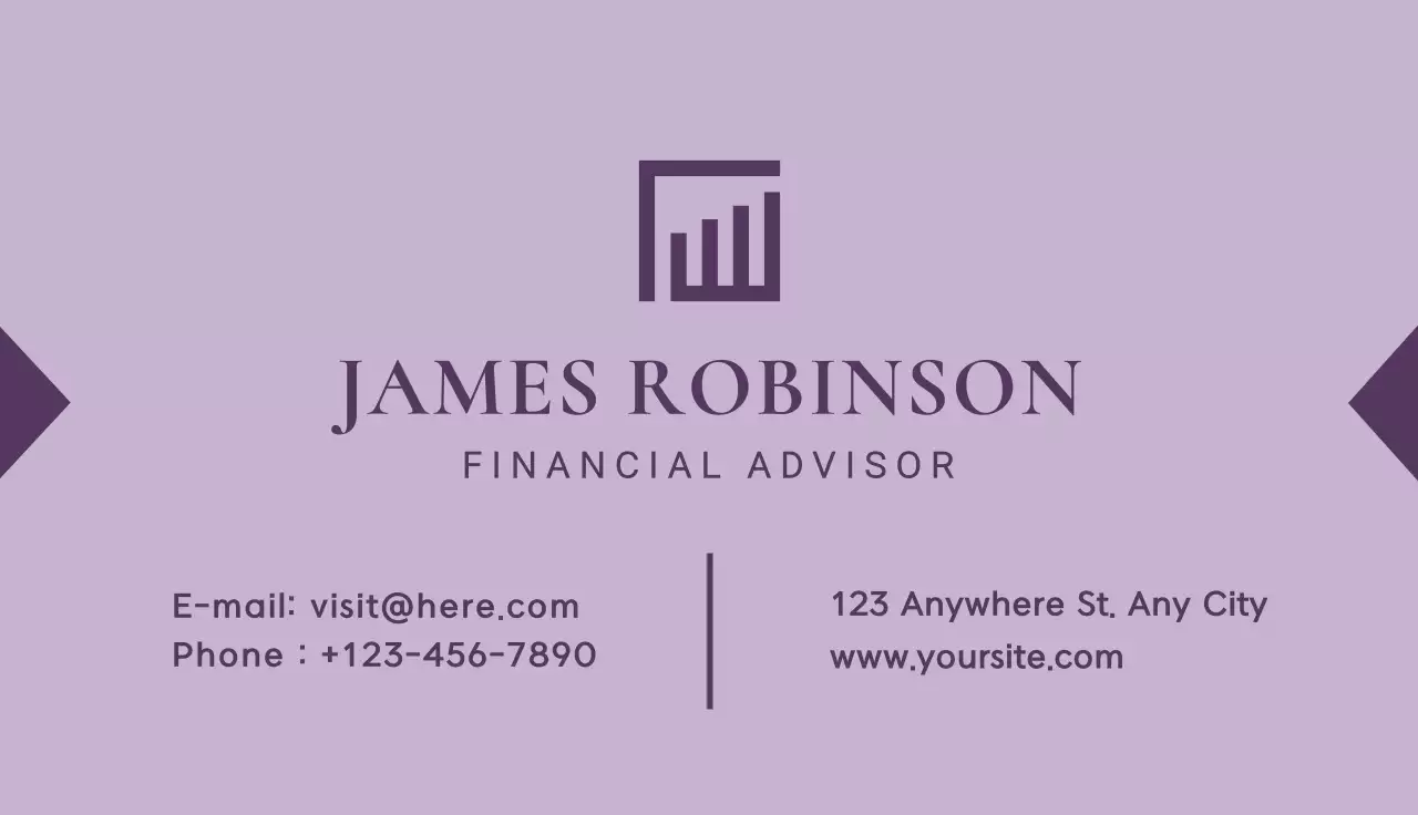 Purple Minimalist Financial Business Card