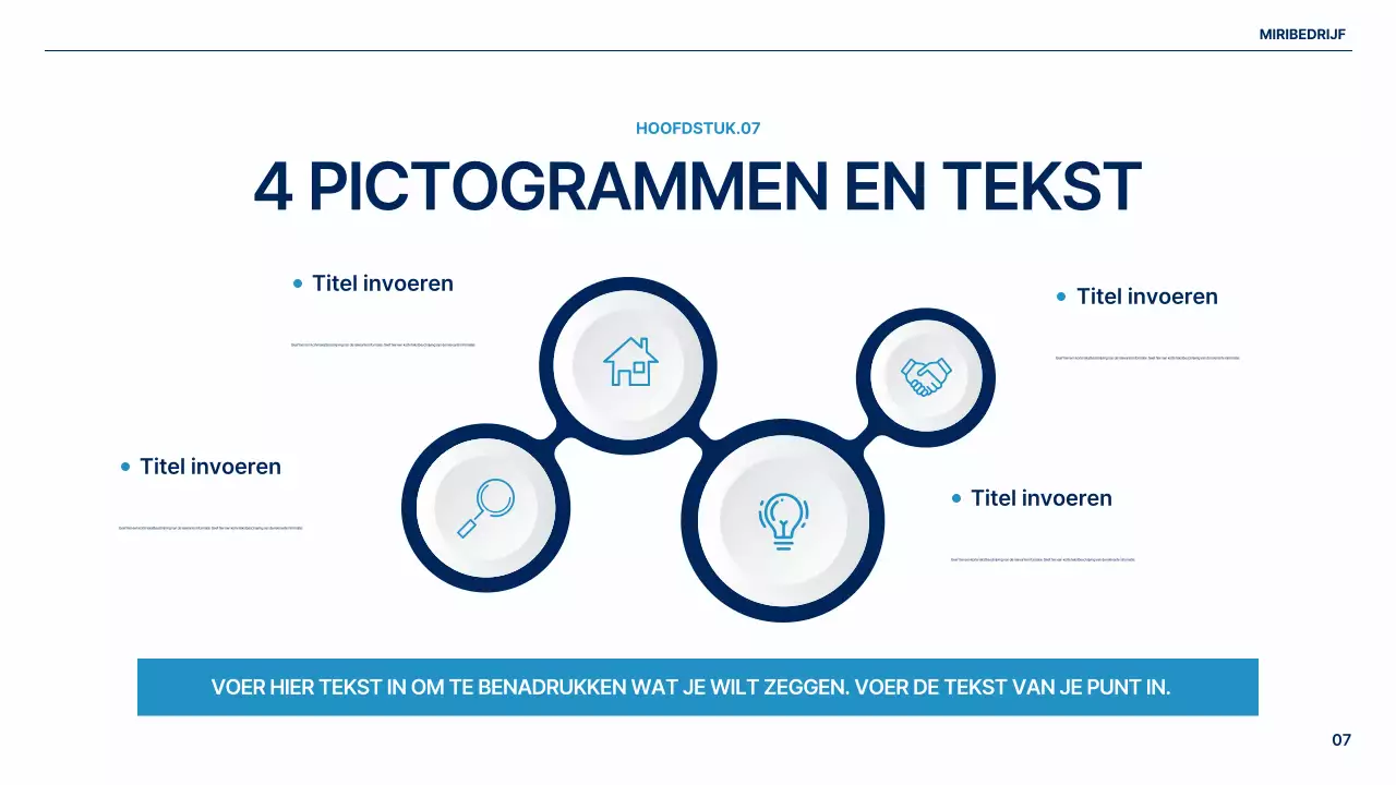 Een eenvoudig globaal bedrijfsplan in wit en blauw