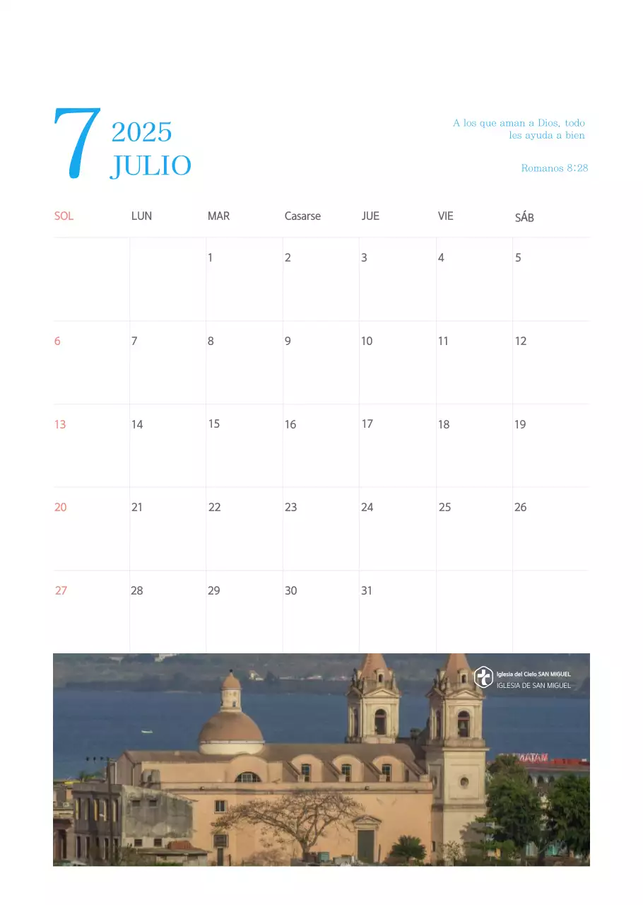 Calendario eclesiástico azul de concepto moderno