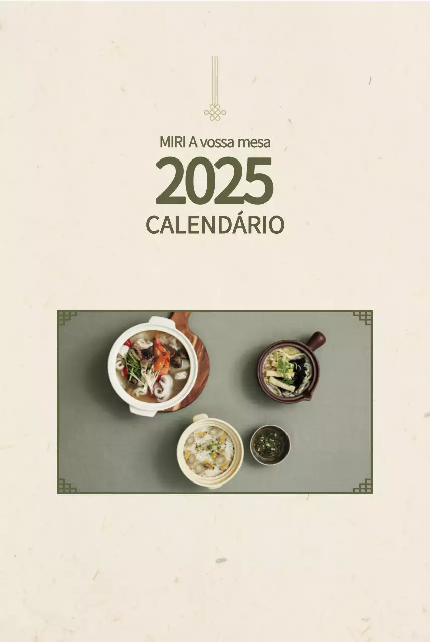 Calendário do conceito de restaurante coreano tradicional em bege
