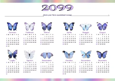 Calendario 1 anno insetti semplici color malva