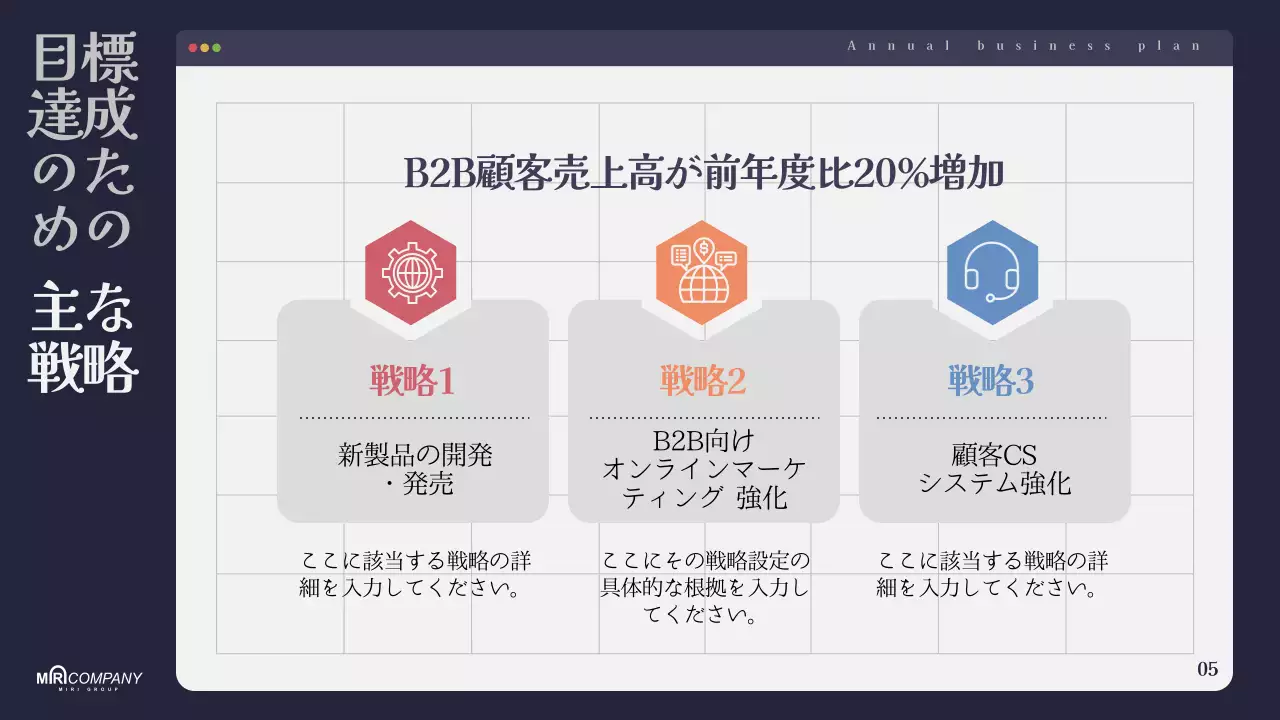 ネイビー モダン ビジネス 企画書 プレゼンテーション