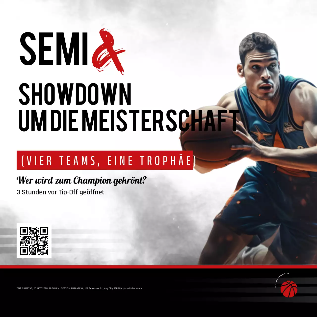 red bold basketball ankündigung