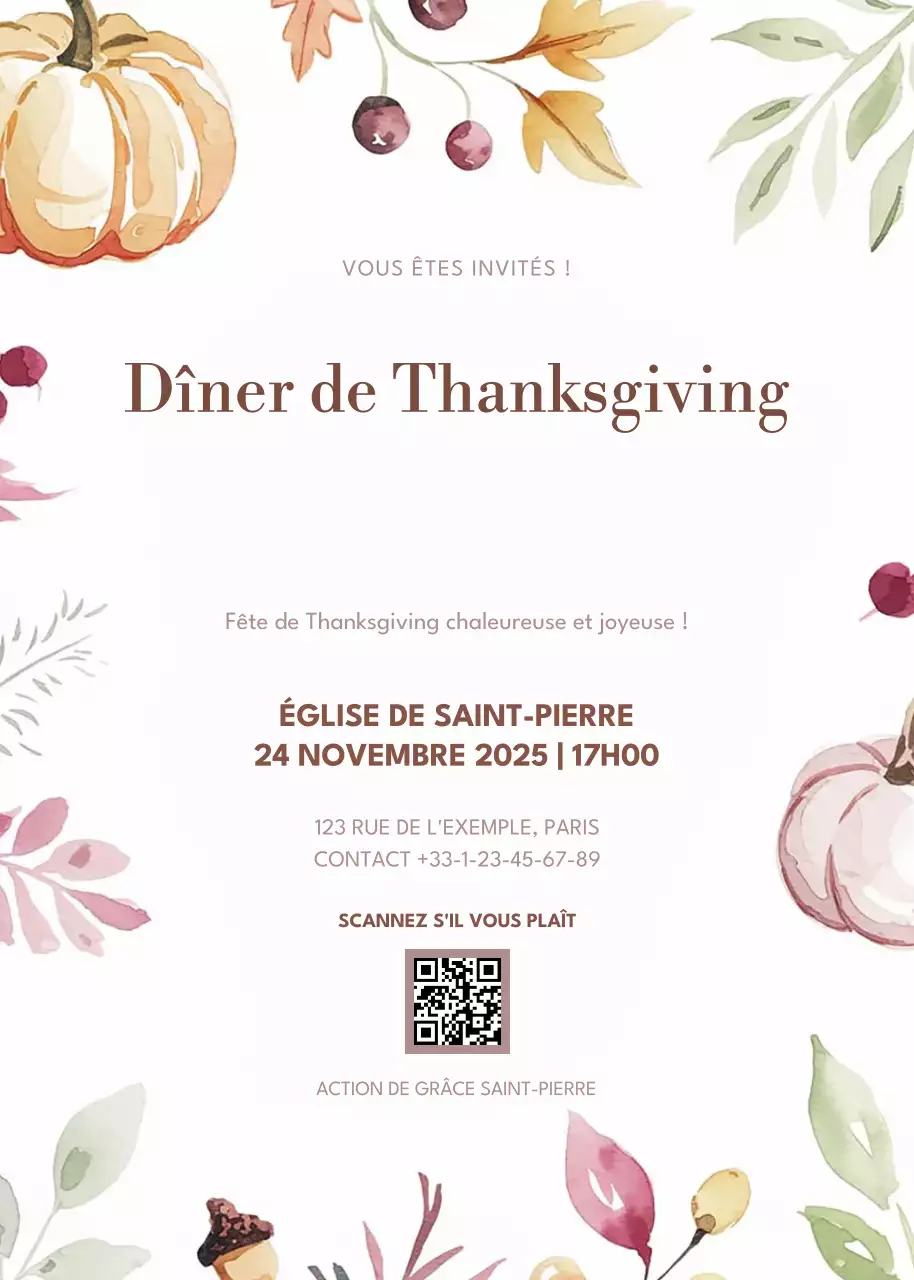 invitation élégante beige pour Thanksgiving