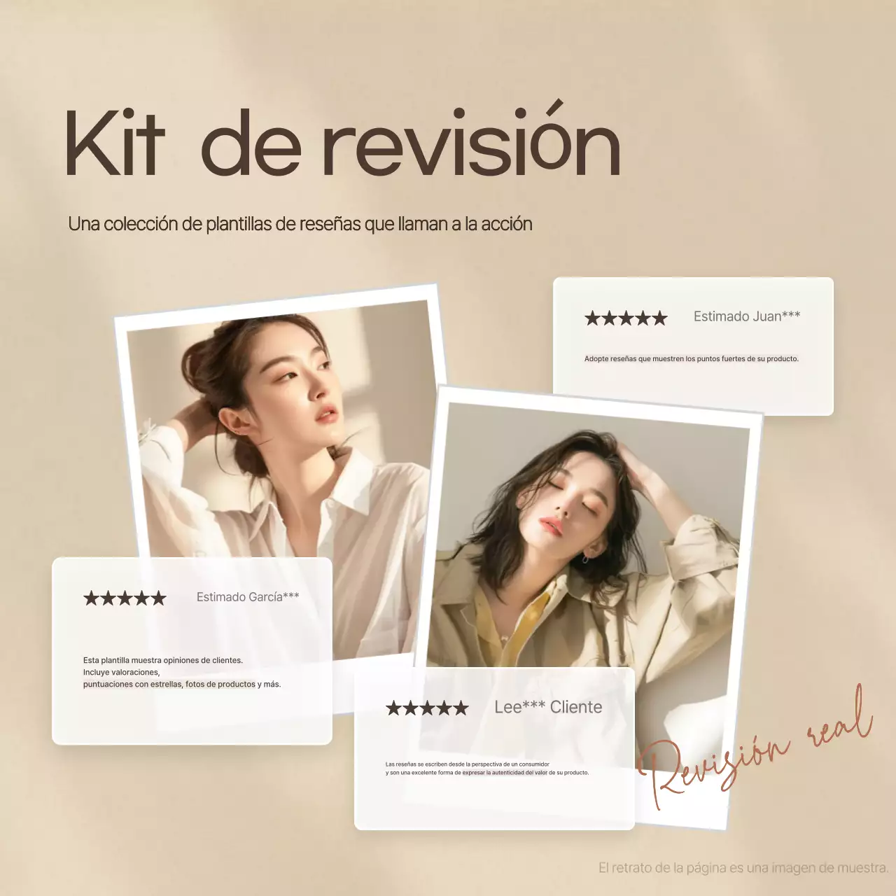 Anuncio minimalista de plantilla de revisión de marca en beige