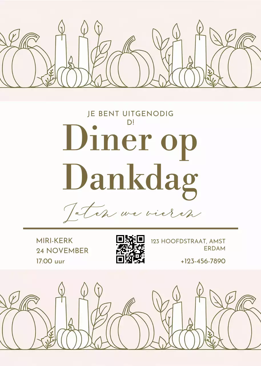 beige elegante uitnodiging voor bedankje