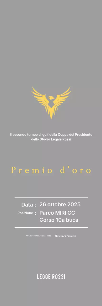 Placca per il torneo di golf con aquila