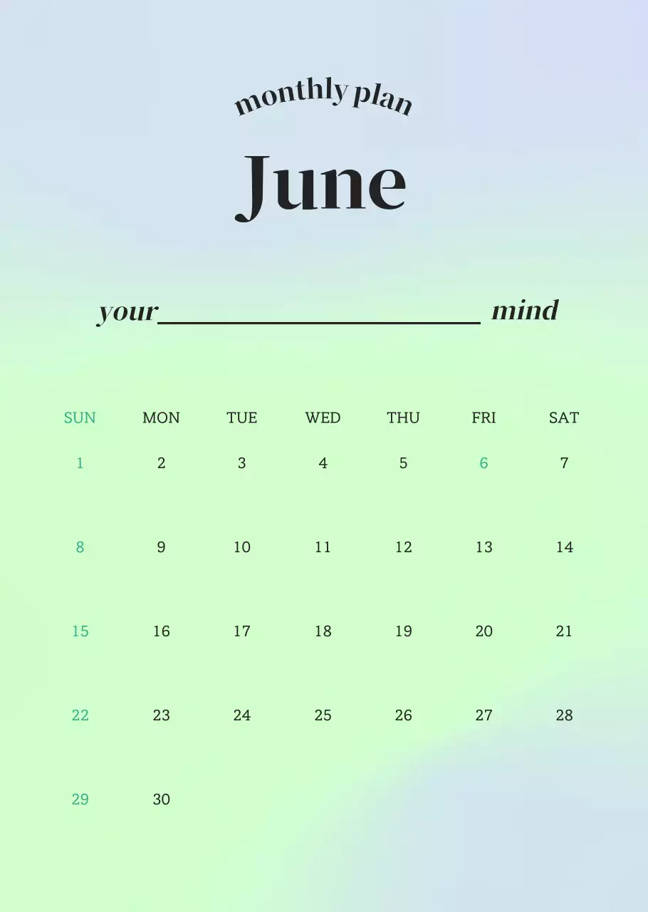 그라데이션 미니멀 캘린더 디자인