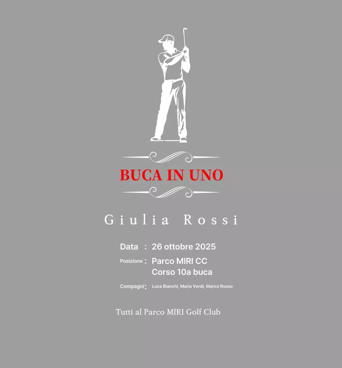 Classica targa da golf con l'illustrazione di un golfista che gioca a golf