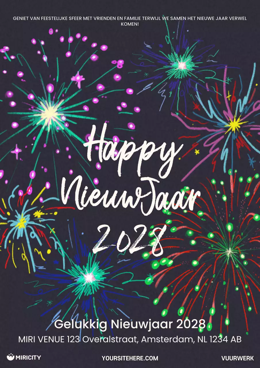 uitnodiging voor kleurrijke feestelijke viering