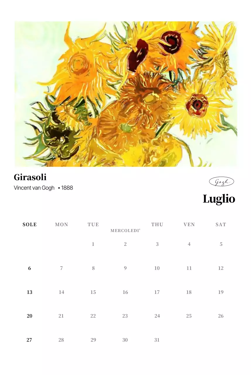 Calendario dell'arte classica